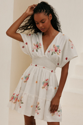 Pq Swim Polly Short-sleeve Mini Dress In White