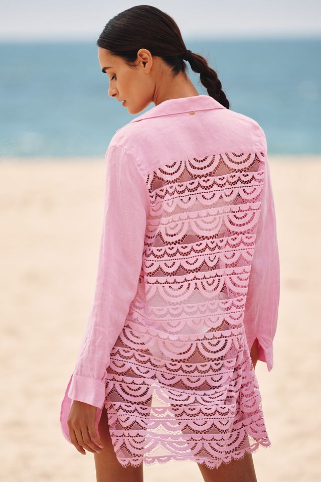 PQ Swim Linen Blend Lace Millie Tie Tunic Cover-Up #1