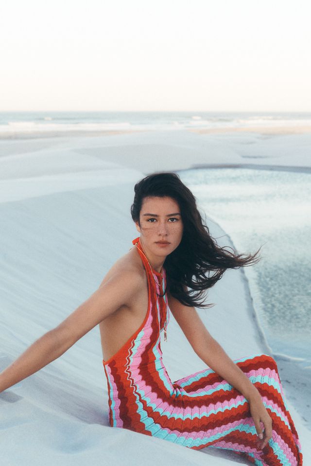 PQ Swim Aurelia Crochet Halter Maxi Dress