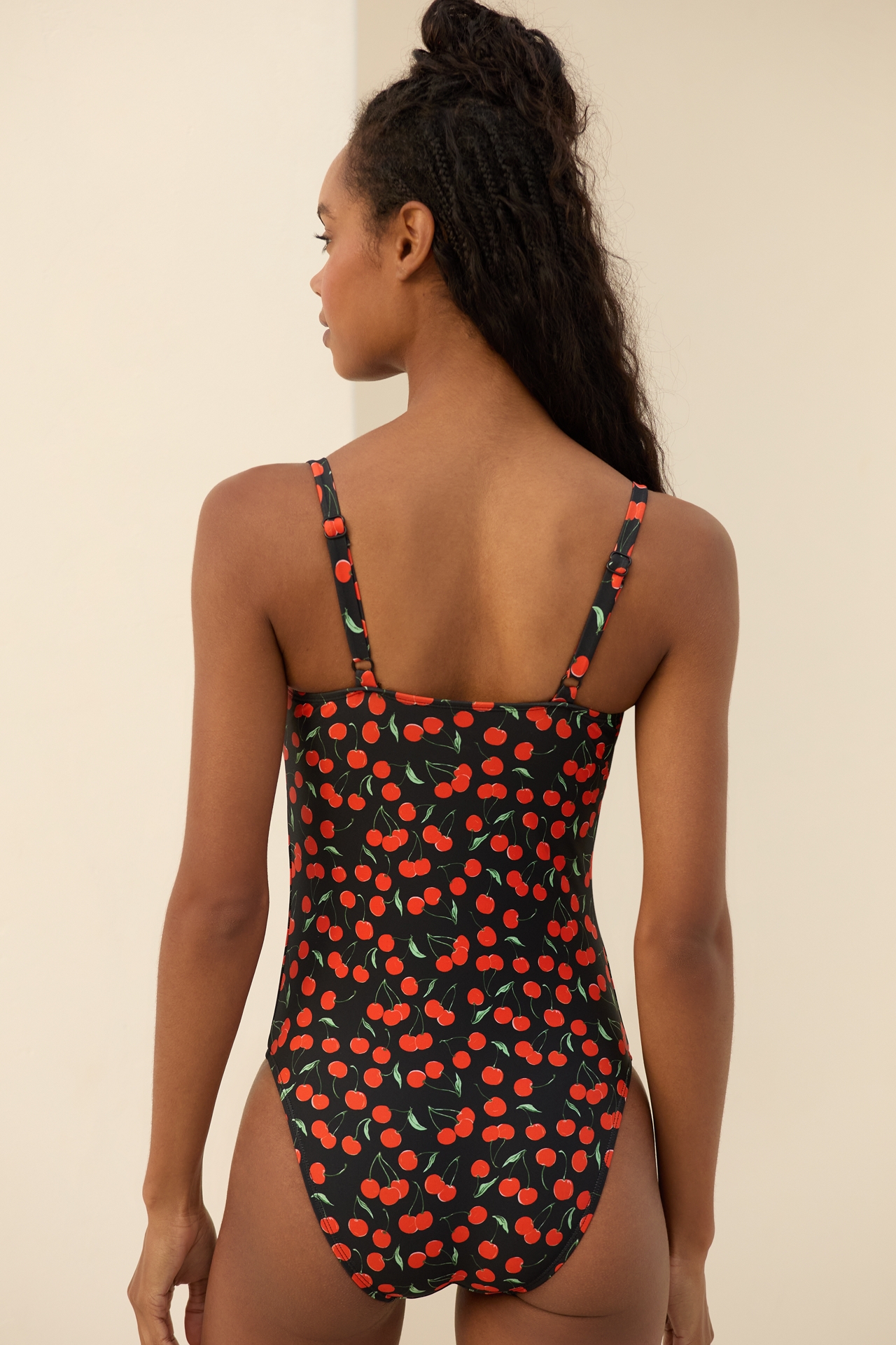 Good American Cherries Square-Neck One-Piece Swimsuit