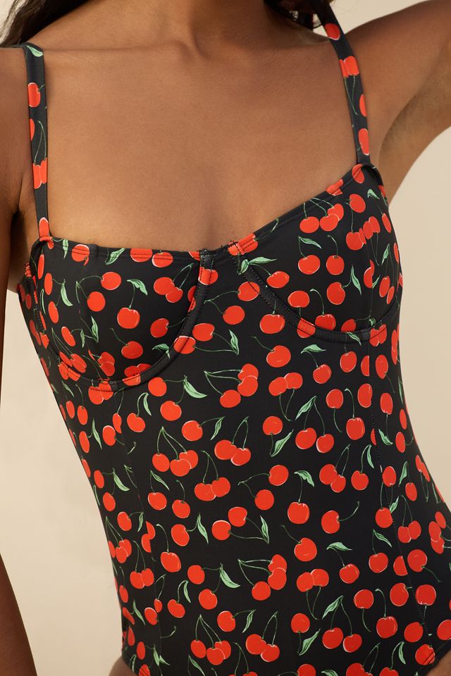 Good American Cherries Square-Neck One-Piece Swimsuit #2