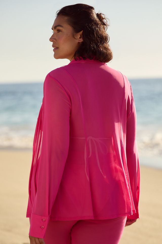 Good American Plus Mesh Cover-Up Shirt #1