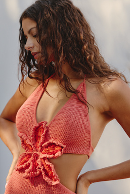 Capittana Starla Magenta Cutout Midi Dress In Orange