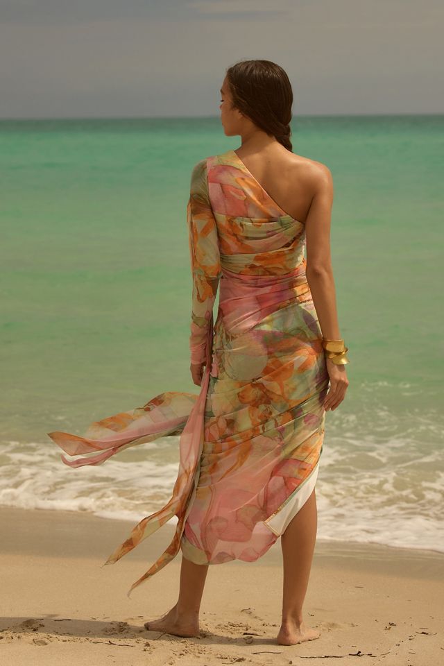 Andrea Iyamah Turi One-Shoulder Mesh Midi Dress #1