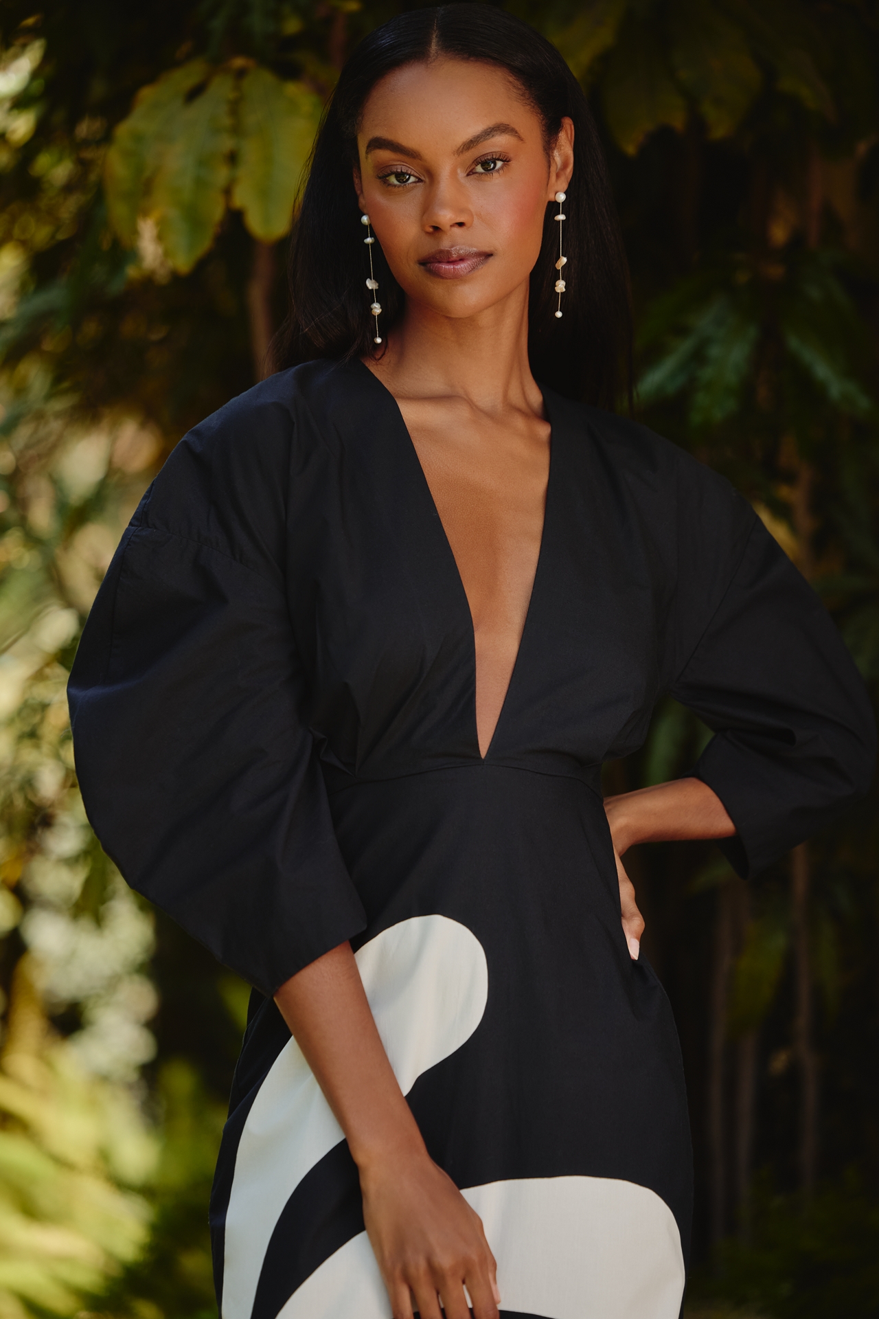Cala de la Cruz Peninsula Cotton Puff-Sleeve V-Neck Maxi Dress