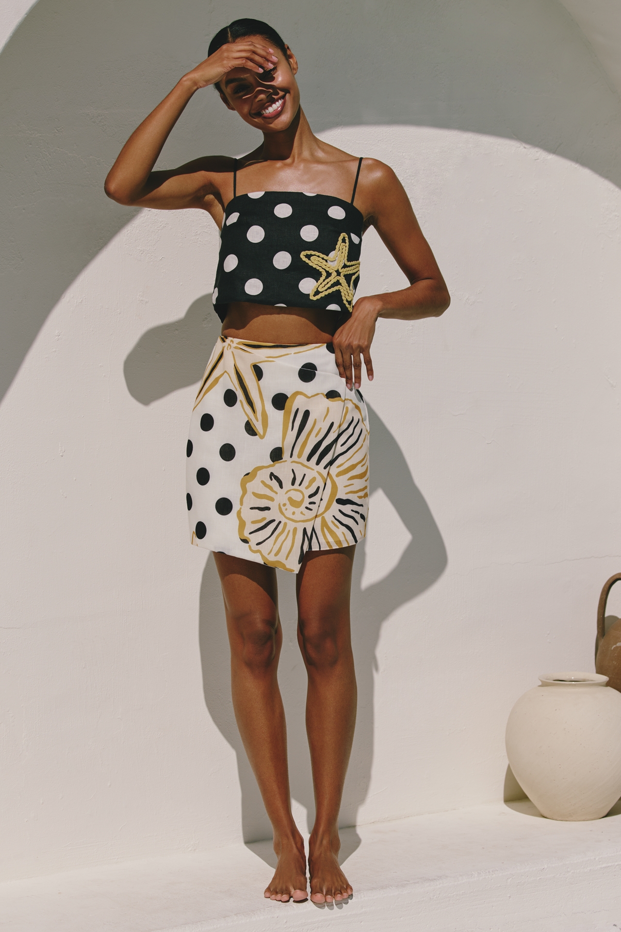 Cala de la Cruz Ariella Linen Crop Top