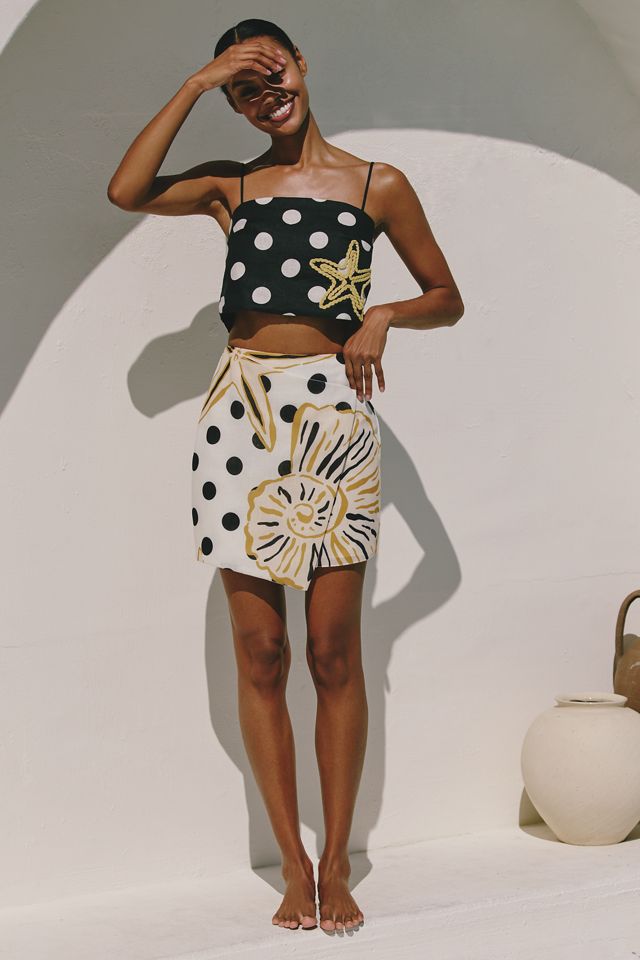 Cala de la Cruz Ariella Linen Crop Top | Anthropologie