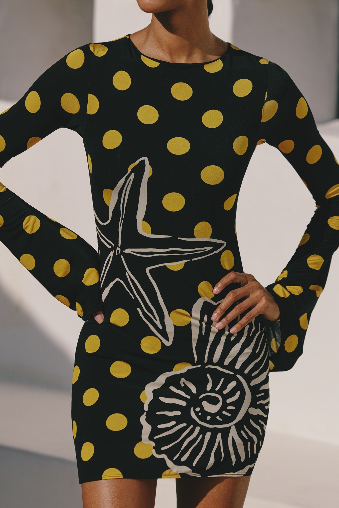 Cala de la Cruz Maisha Long-Sleeve Mini Dress