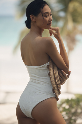La Porte Stephanie Strapless Textured One-Piece Swimsuit