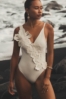 X Anthropologie Maria Hawaiian One-Piece Swimsuit en White taille: XS - Bahia Maria - Modalova
