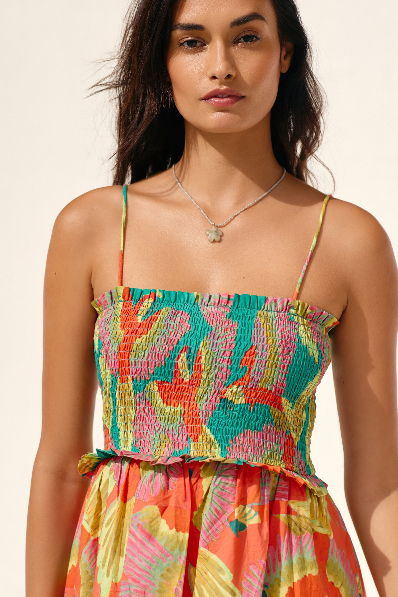 Farm Rio x Anthropologie Smocked Cover-Up Midi Dress