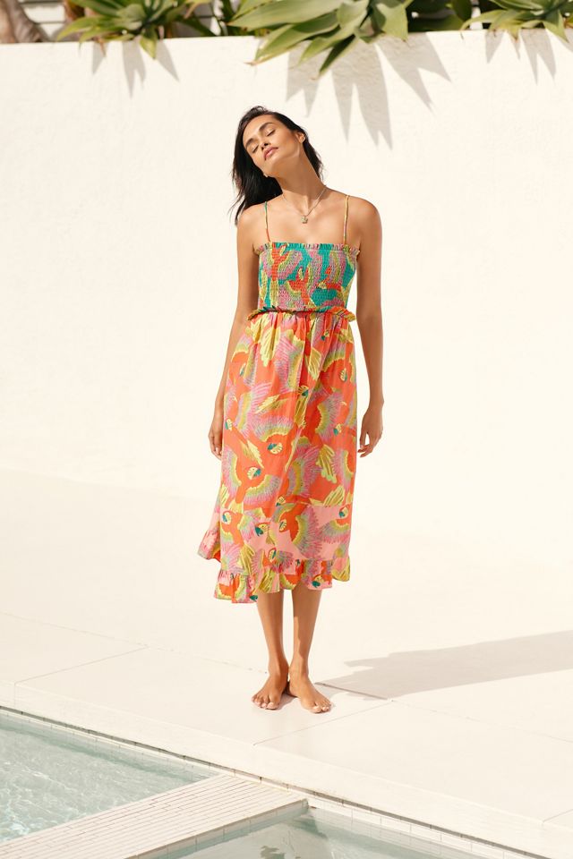 Farm Rio x Anthropologie Smocked Cover-Up Midi Dress | Anthropologie