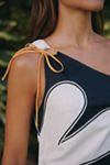 farm rio x anthropologie one-shoulder linen flower mini dress Farm Rio x Anthropologie One-Shoulder Linen Flower Mini Dress