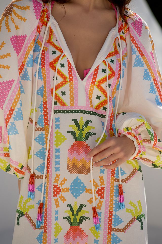 Farm Rio x Anthropologie Pineapple Printed Long-Sleeve Maxi Shift Dress #2