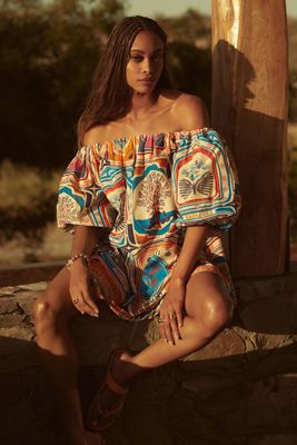 Farm Rio x Anthropologie Linen Blend Wrap Skirt | Anthropologie