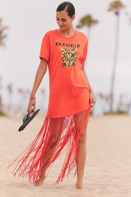 （アンソロポロジ取扱）FARM Rio ベルト付きシャツドレス Farm Rio Drop Waist Shirt Dress Puff Sleeve Anthropologie