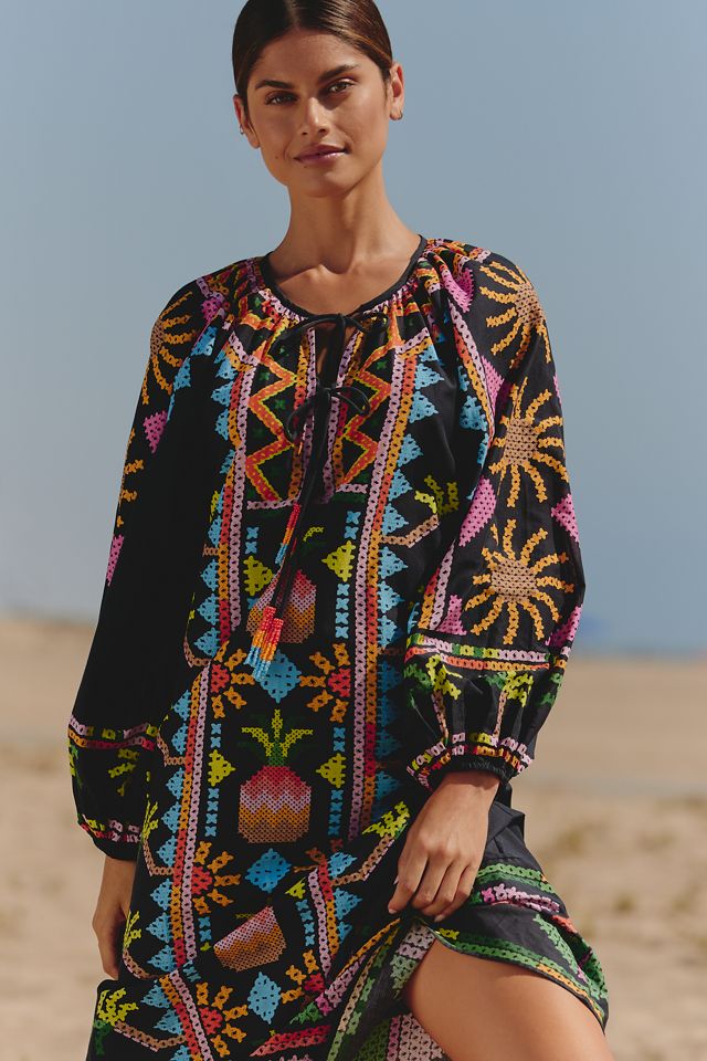 Farm Rio x Anthropologie Long-Sleeve Tie-Front Maxi Dress #2