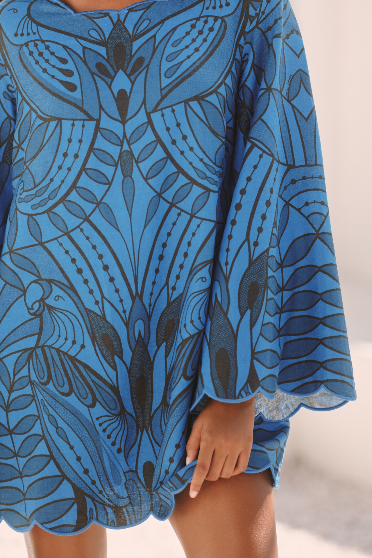 Farm Rio x Anthropologie Long-Sleeve Open-Back Mini Dress