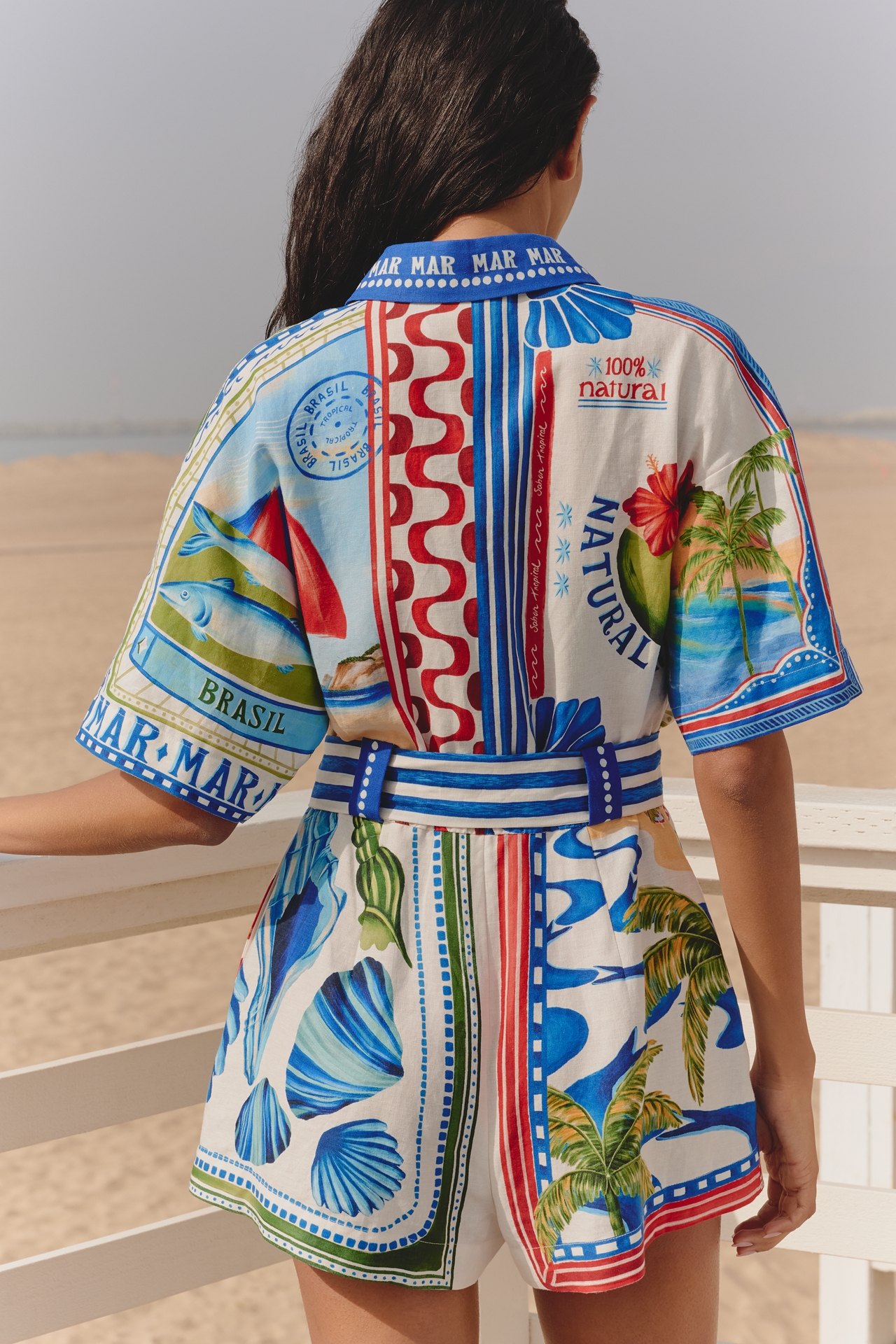 Farm Rio x Anthropologie Destination Linen Blend Romper