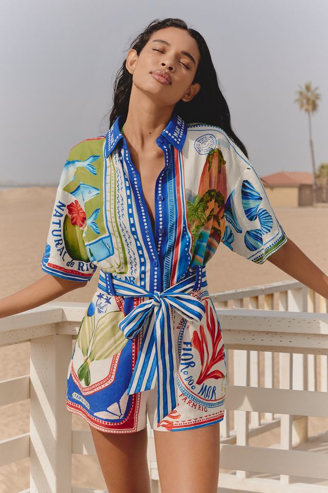 Farm Rio x Anthropologie Destination Linen Blend Romper #3