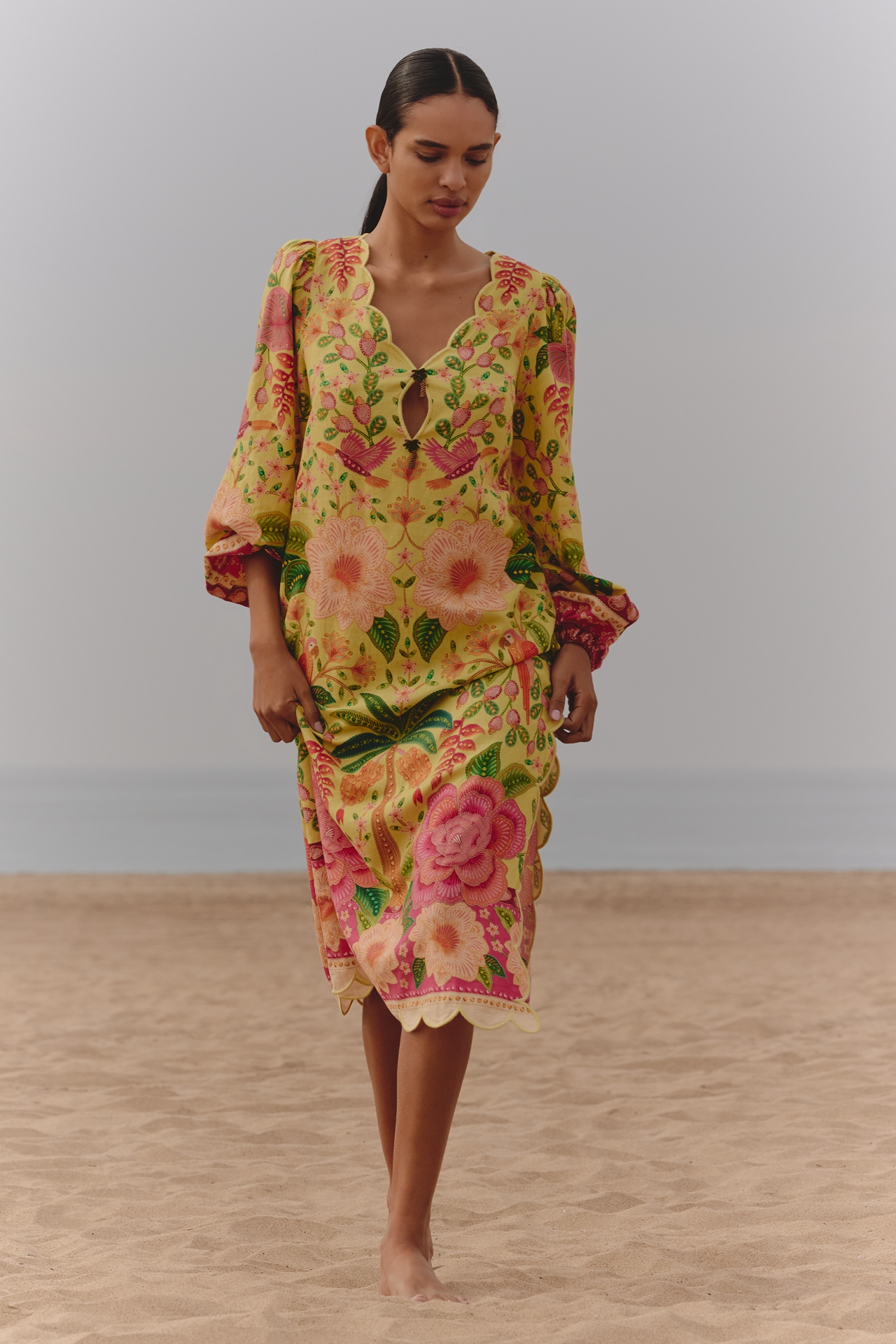 Farm Rio x Anthropologie Long-Sleeve Midi Dress