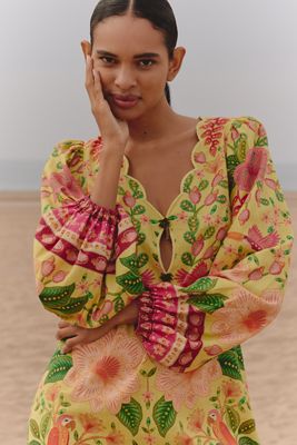 Farm Rio x Anthropologie Geo Heart Long-Sleeve Midi Sweater Dress