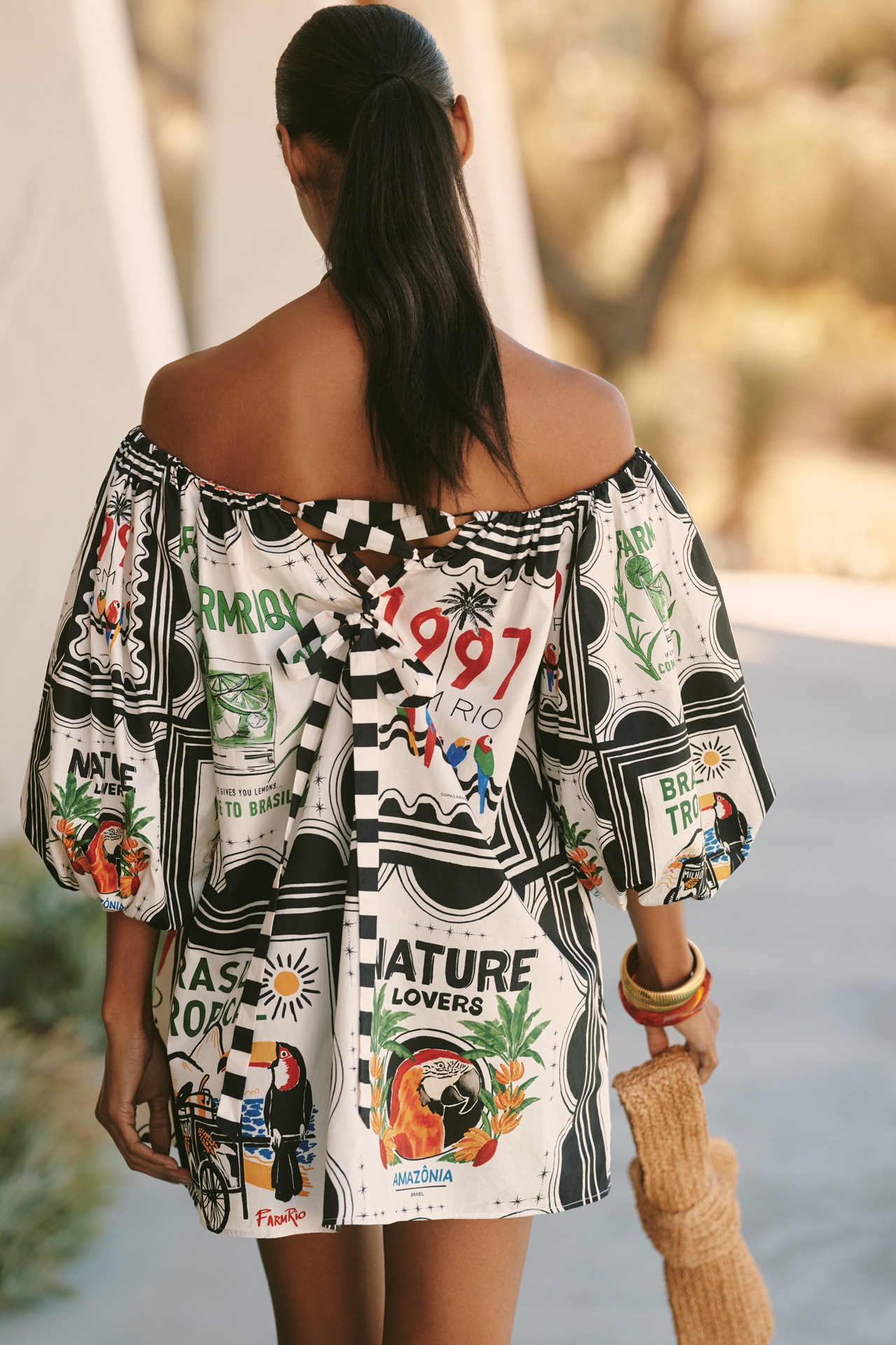 Farm Rio x Anthropologie Off-Shoulder Mini Dress