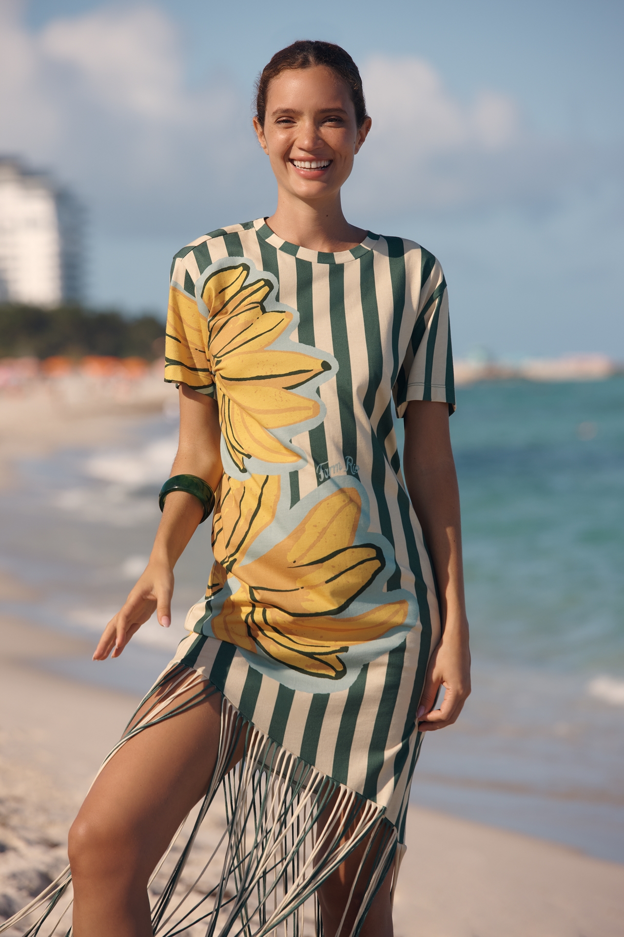 Farm Rio x Anthropologie Fringed T-Shirt Dress