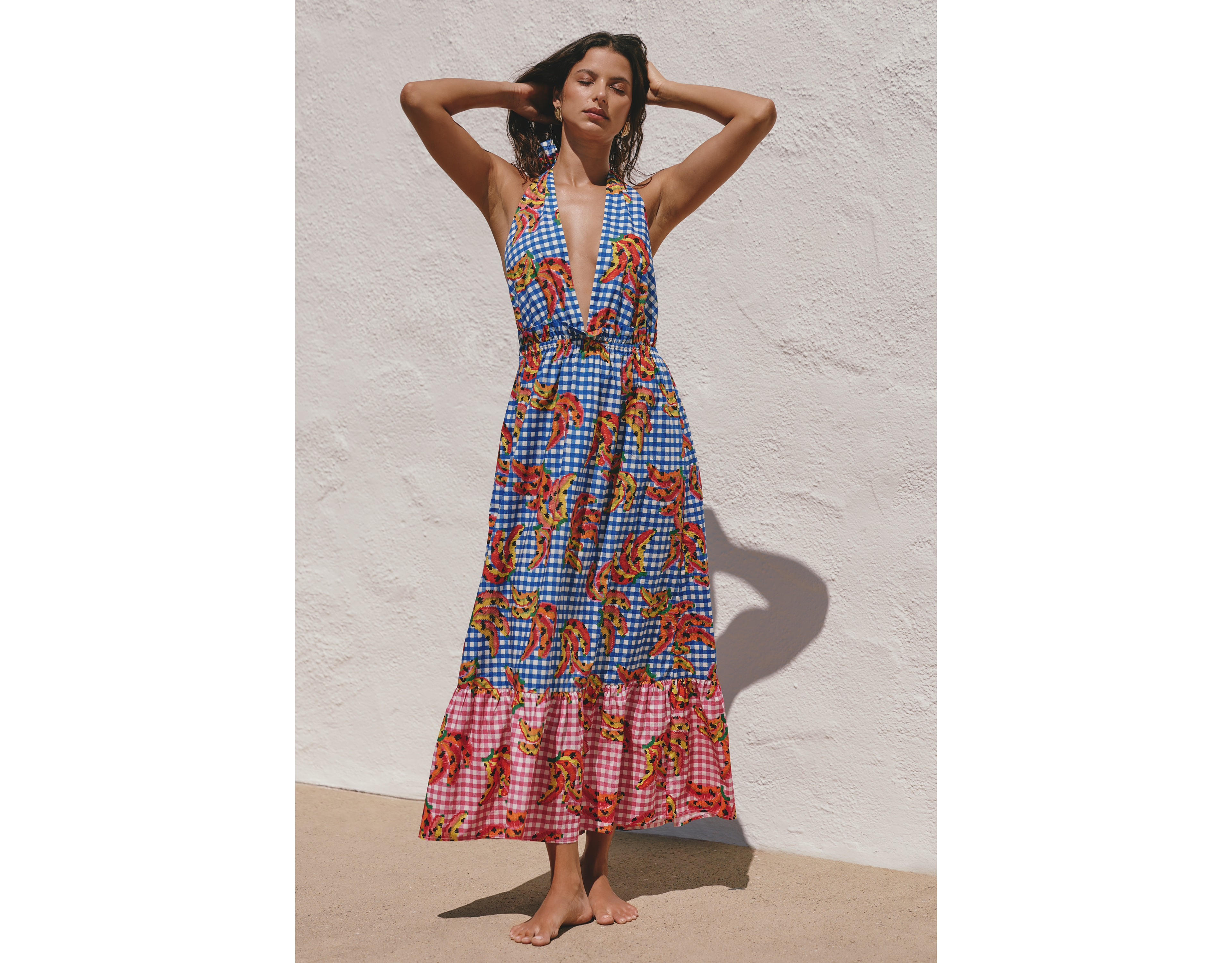 Farm Rio x Anthropologie Tiered Cotton Maxi Dress
