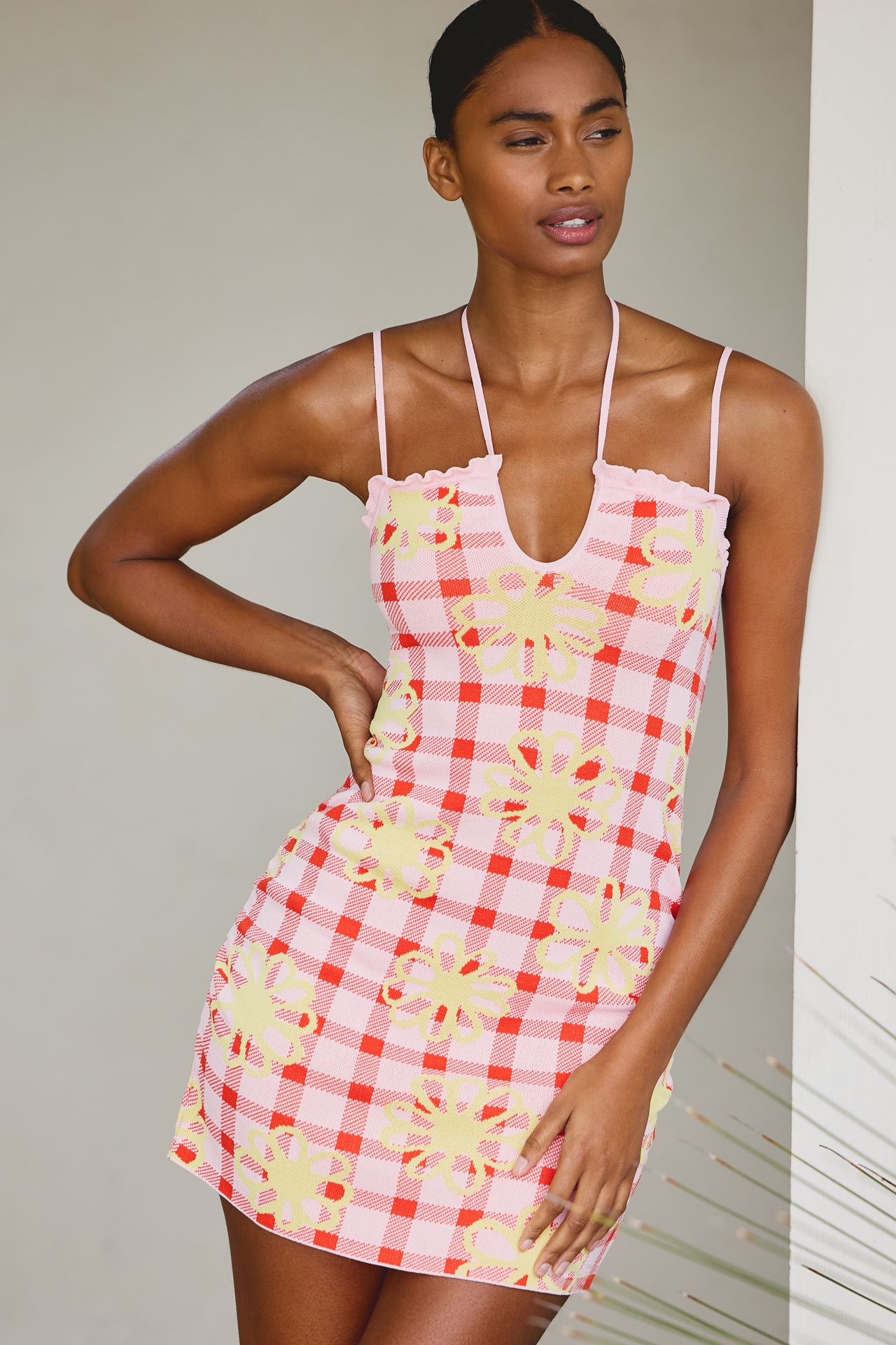 Farm Rio x Anthropologie Knit Cutout Mini Dress