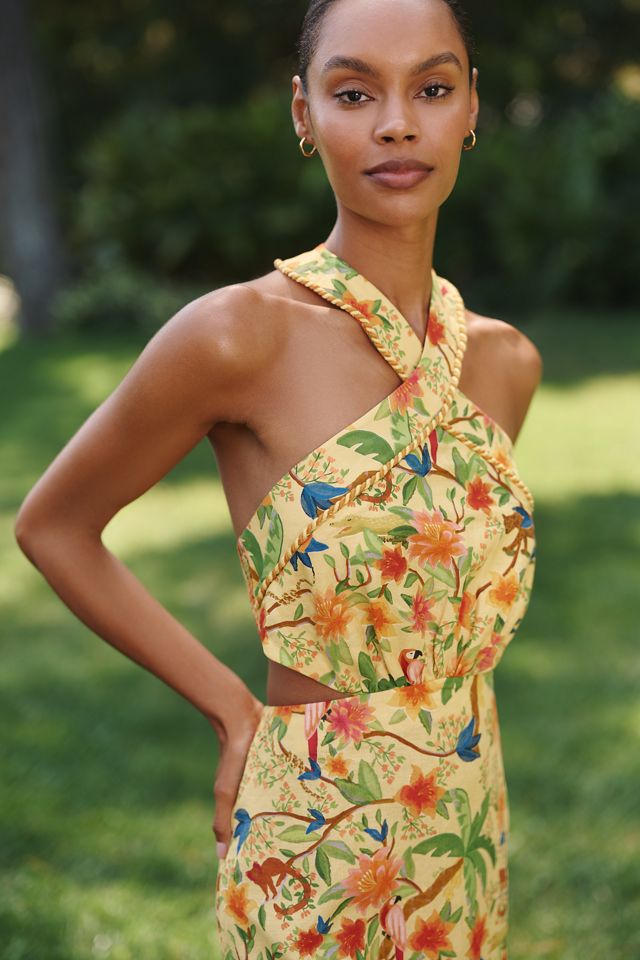halter neck gold dress Sleeveless halterneck solid color slim fit dress (Color: Green, Size: M)