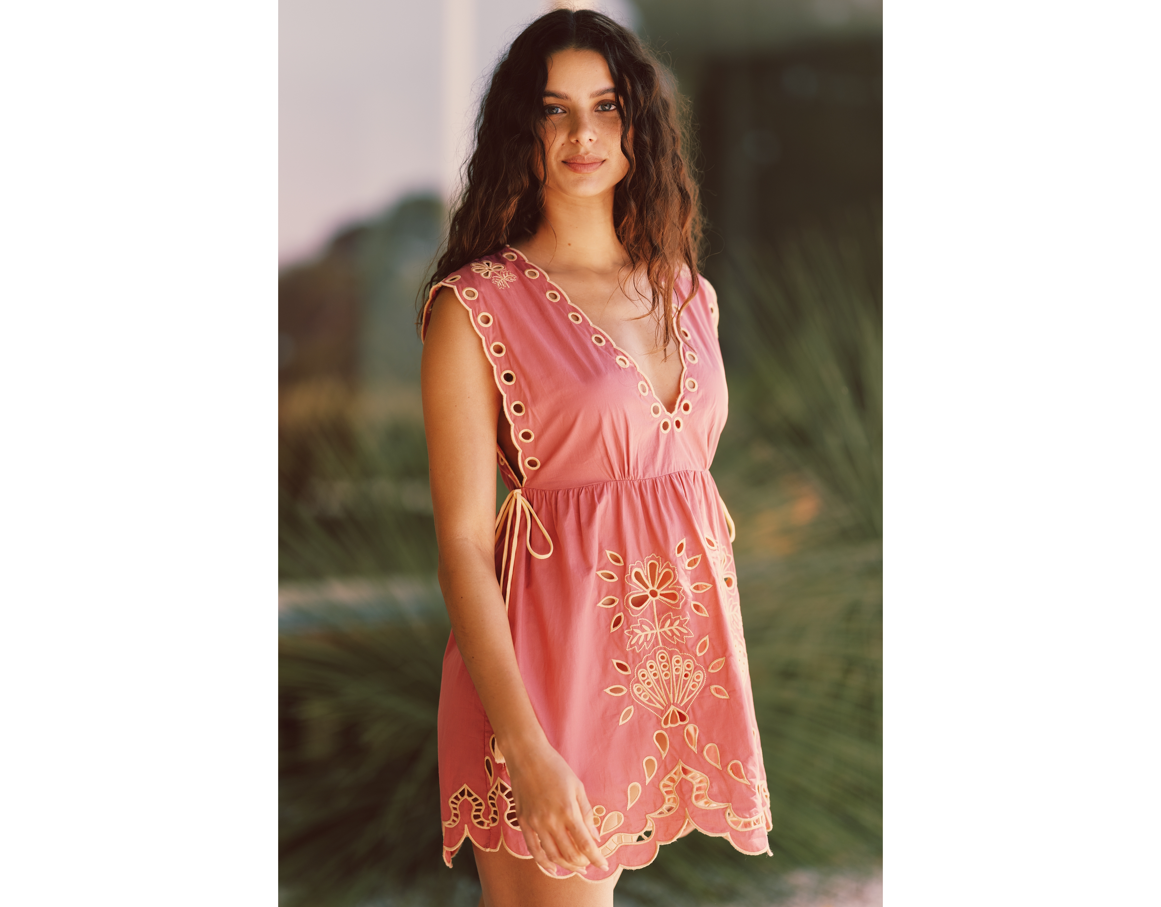 Farm Rio x Anthropologie 100% Cotton Eyelet Mini Dress