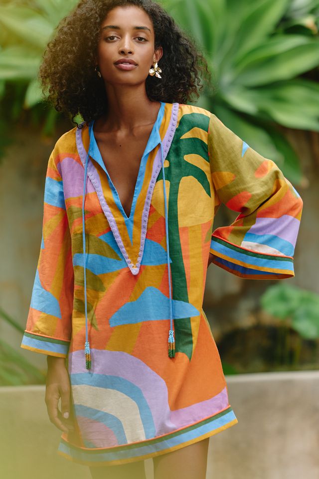 Farm Rio x Anthropologie V-Neck Tunic Mini Dress #1