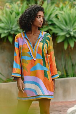 Farm Rio x Anthropologie V-Neck Tunic Mini Dress