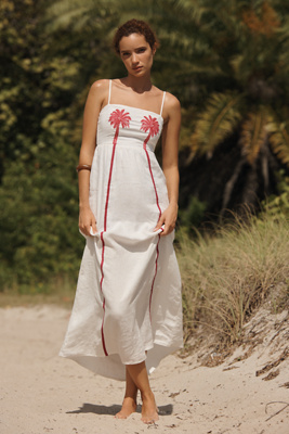 Palm Tree Embroidered Maxi Dress