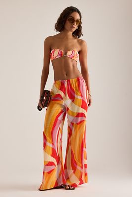 Away That Day St. Barts Printed Wide-Leg Trousers