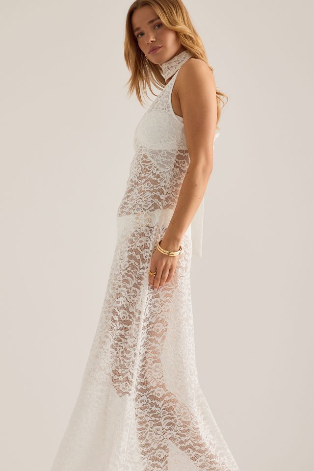 Vestido Maxi de Bufanda de Encaje Transparente Away That Day #2