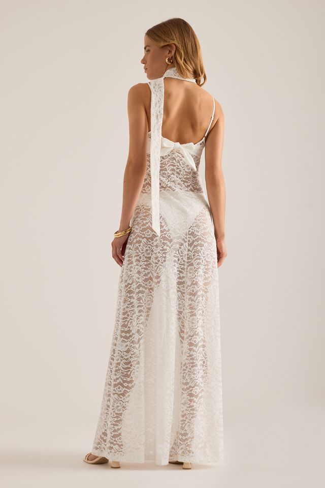 Vestido Maxi de Bufanda de Encaje Transparente Away That Day #1