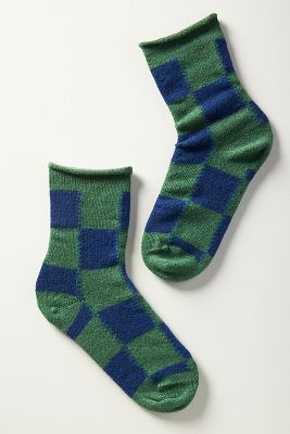 Plush Checkerboard Print Socks