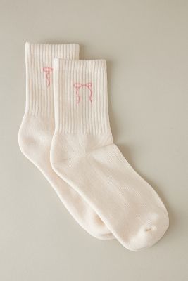 Hansel From Basel Ribbed Bow Ankle Socks In Neutral