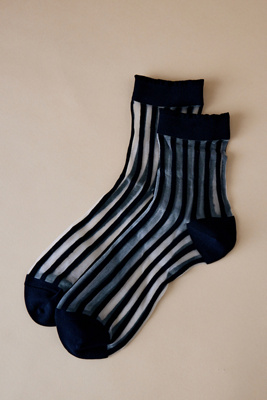 Hansel From Basel Sheer Striped Socks In Black