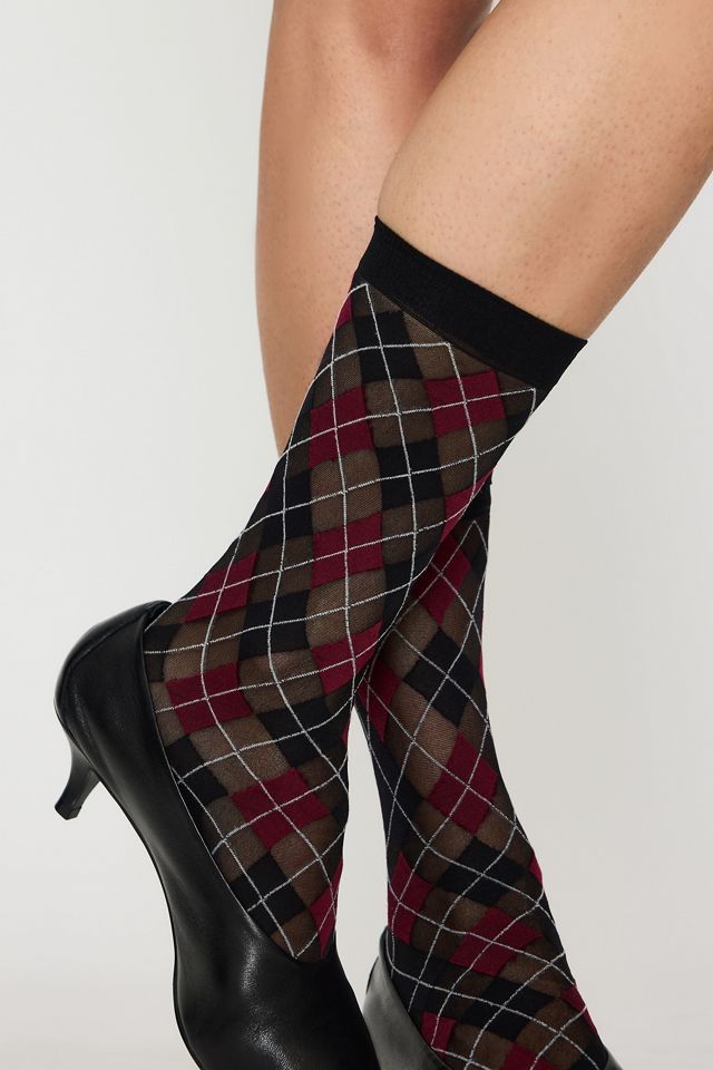 Transparente Argyle-Socken in Wadenlänge #3