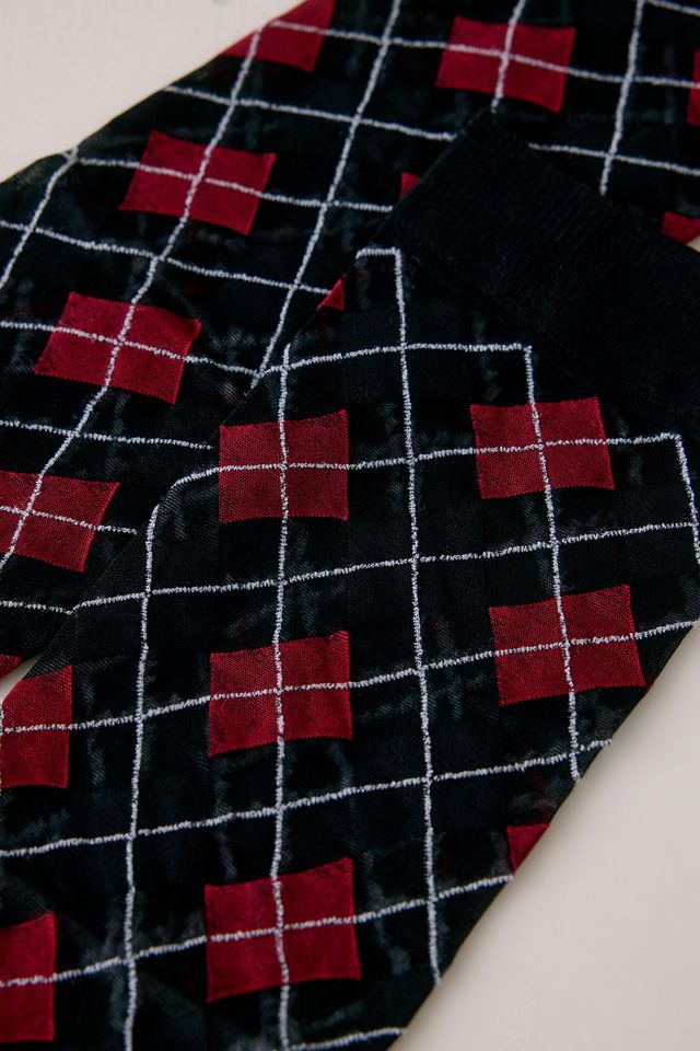 Argyle Sheer Calf Length Socks #1