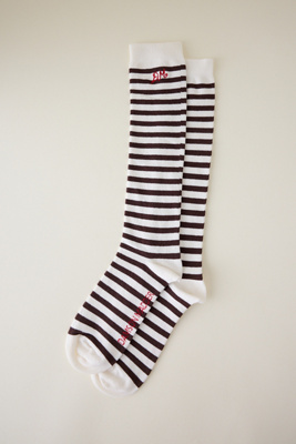 Chaussettes Hautes Rayées en White chez Anthropologie - Damson Madder - Modalova