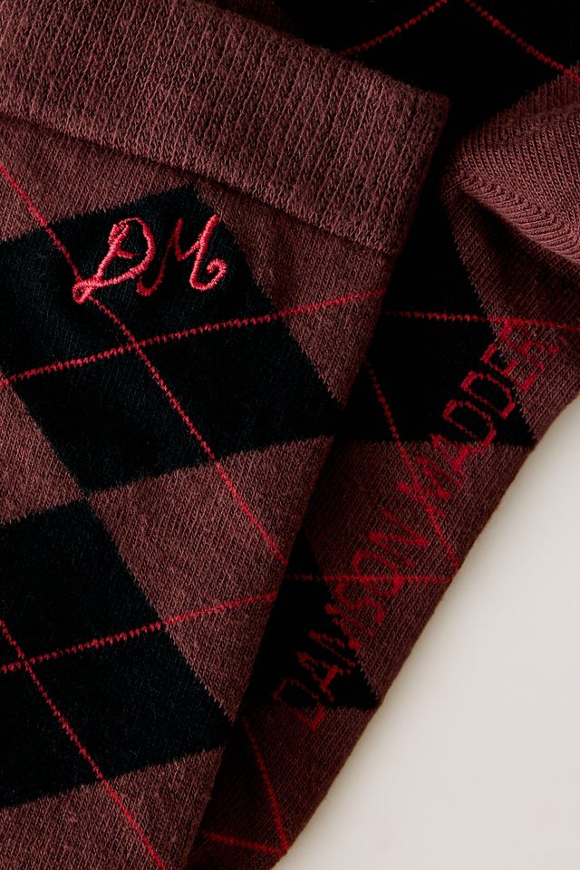 Chaussettes mi-mollet à motif argyle Damson Madder #1