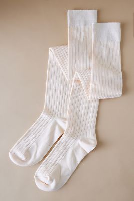 Shop By Anthropologie Ribbed Over-the-knee Socks In Beige