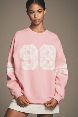 L*space X Anthropologie Lace 98 Graphic Sweatshirt In Pink