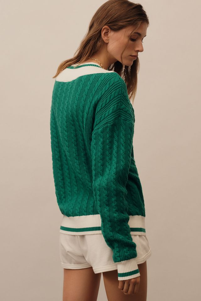 Beach Riot Montana V-Neck Cable Sweater #1