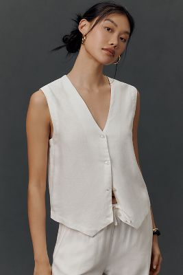 BEACH RIOT DARCY LINEN BLEND VEST TOP 