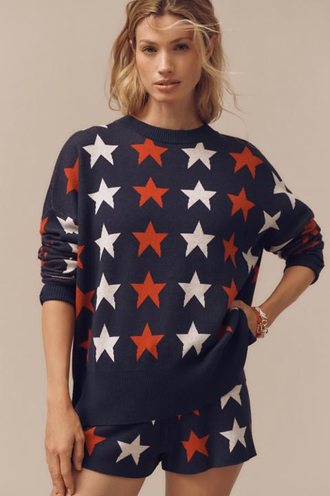 Beach Riot Callie Star Oversized Crew-Neck Sweater